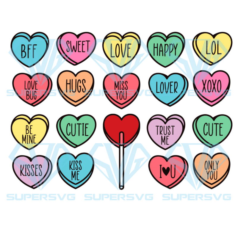 Candy Hearts and Lollipops Cricut Svg Files, Valentine Svg