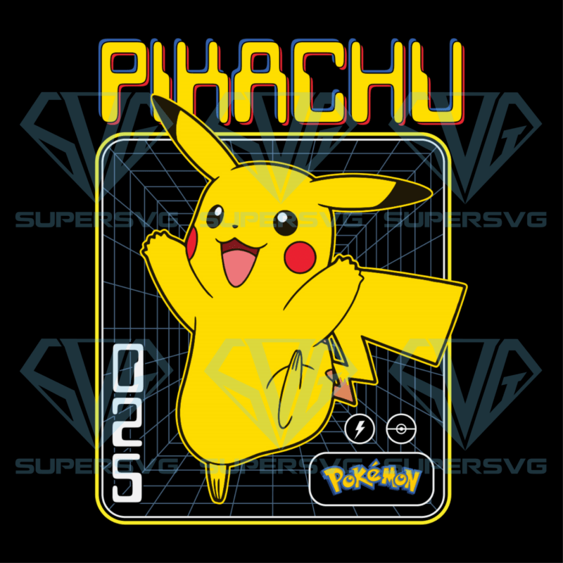 Pikachu Pokemon 025 Retro Cricut Svg Files, Pikachu Svg