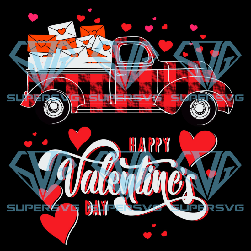 Happy valentine s day women kids red truck with hearts svg svg050122062