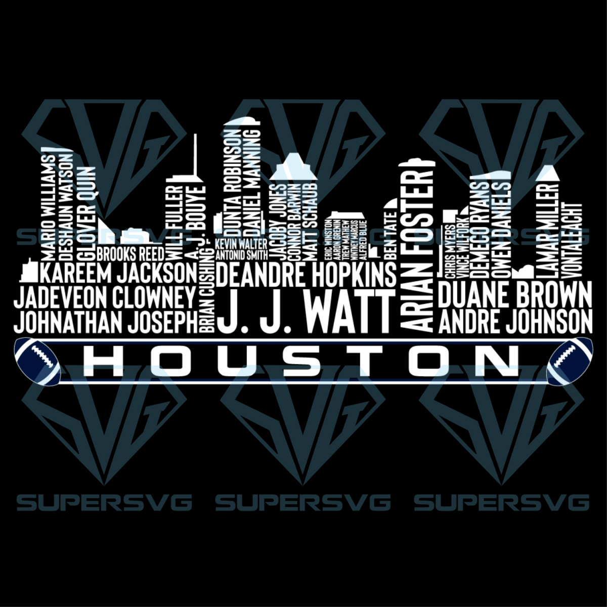 Houston Football City Skyline Cricut Svg Files, Sport Svg