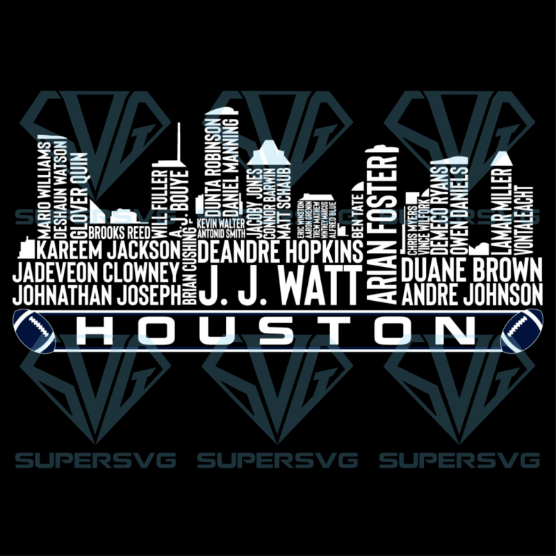 Houston Football City Skyline Cricut Svg Files, Sport Svg