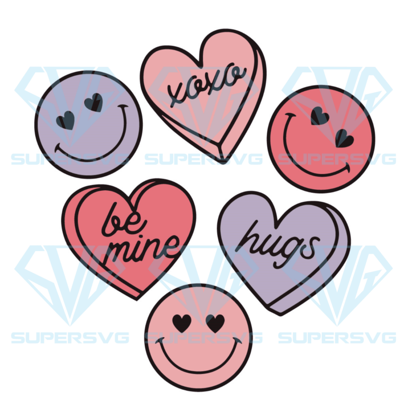 Smiley candy hearts svg svg190122036