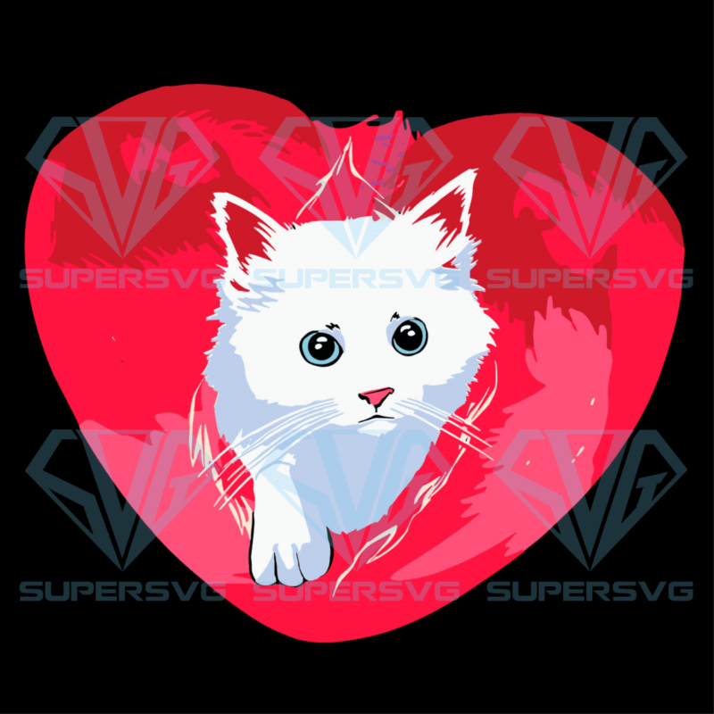 White cat heart svg svg180122024