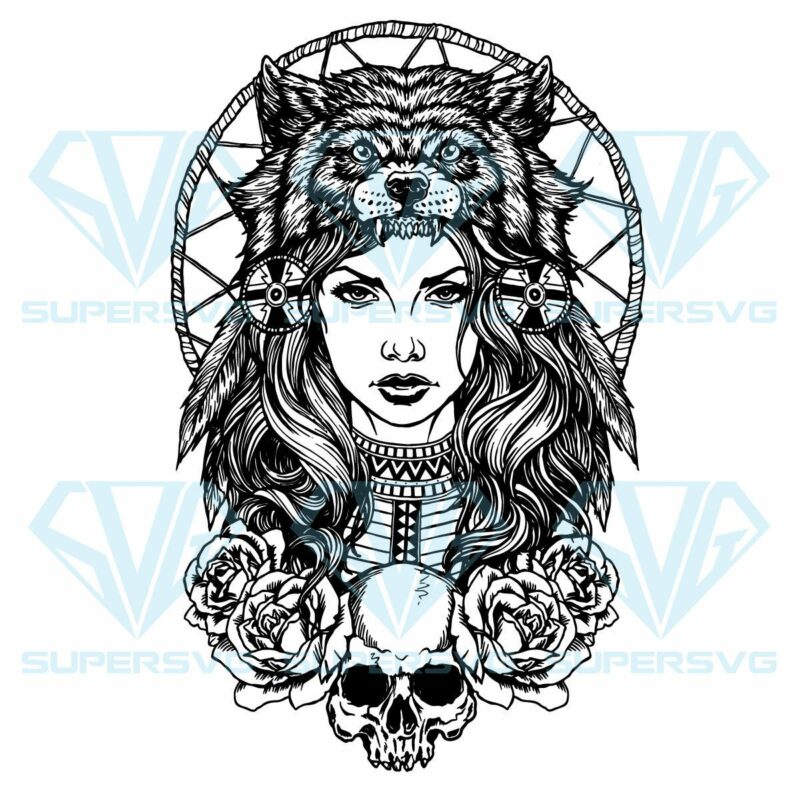 Wolf girl mandala svg svg030122009