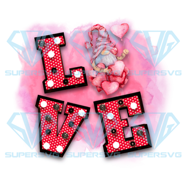 Love gnome hold heart balloon png, valentine png, gnome png