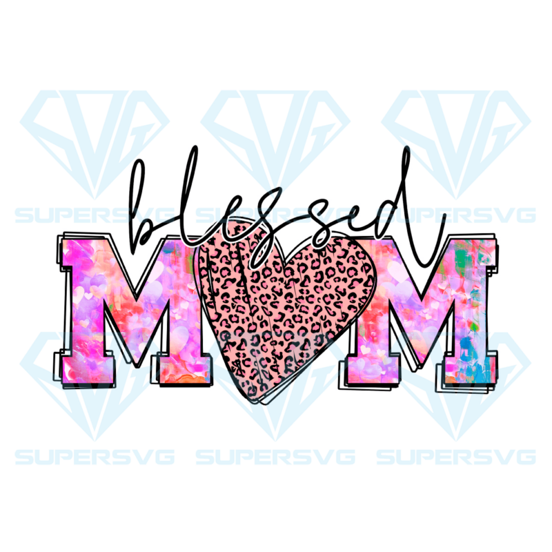 Blessed mom leopard heart png cf260322008