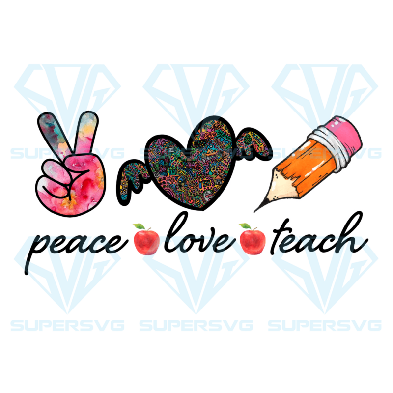 Peace love teach png cf300322025