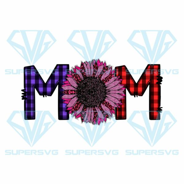 Red blue plaid mom sunflower png cf040322024