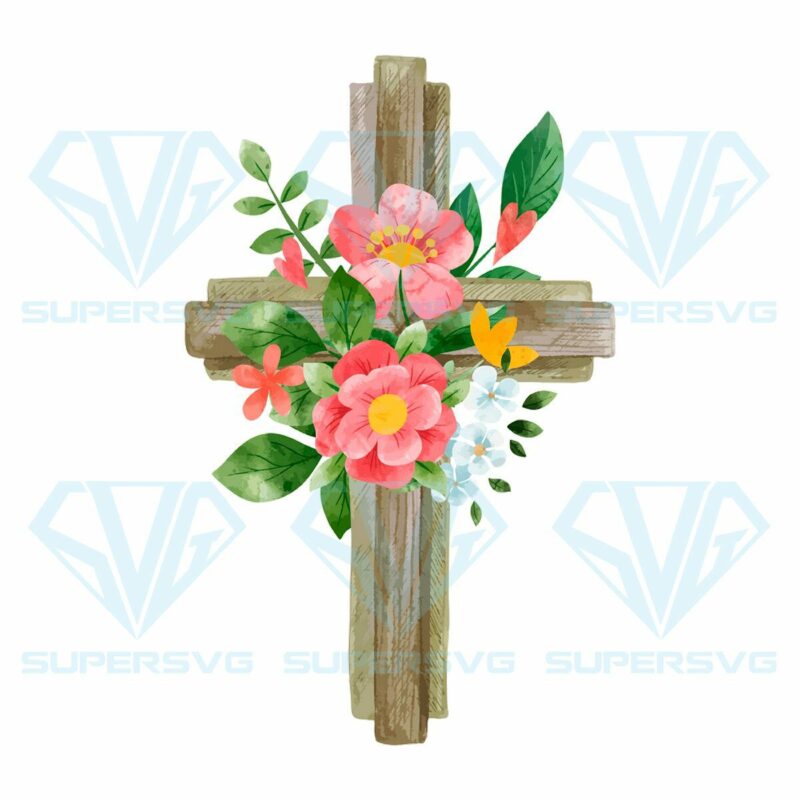 Wood cross with flower png cf040322060