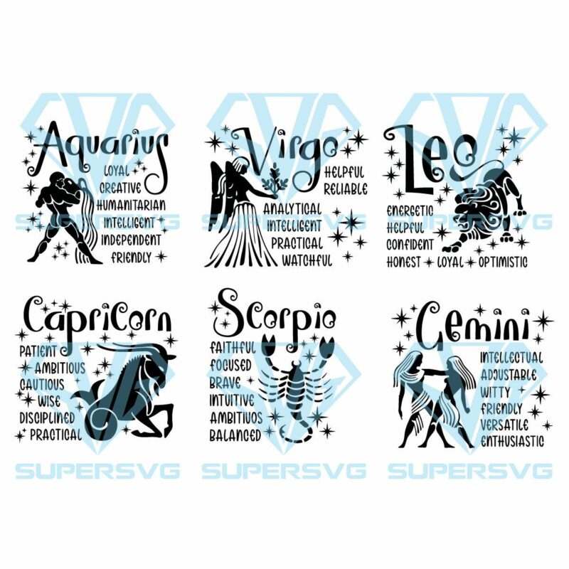 Zodiac Signs SVG Bundle Cricut Svg Files, Horoscope Svg