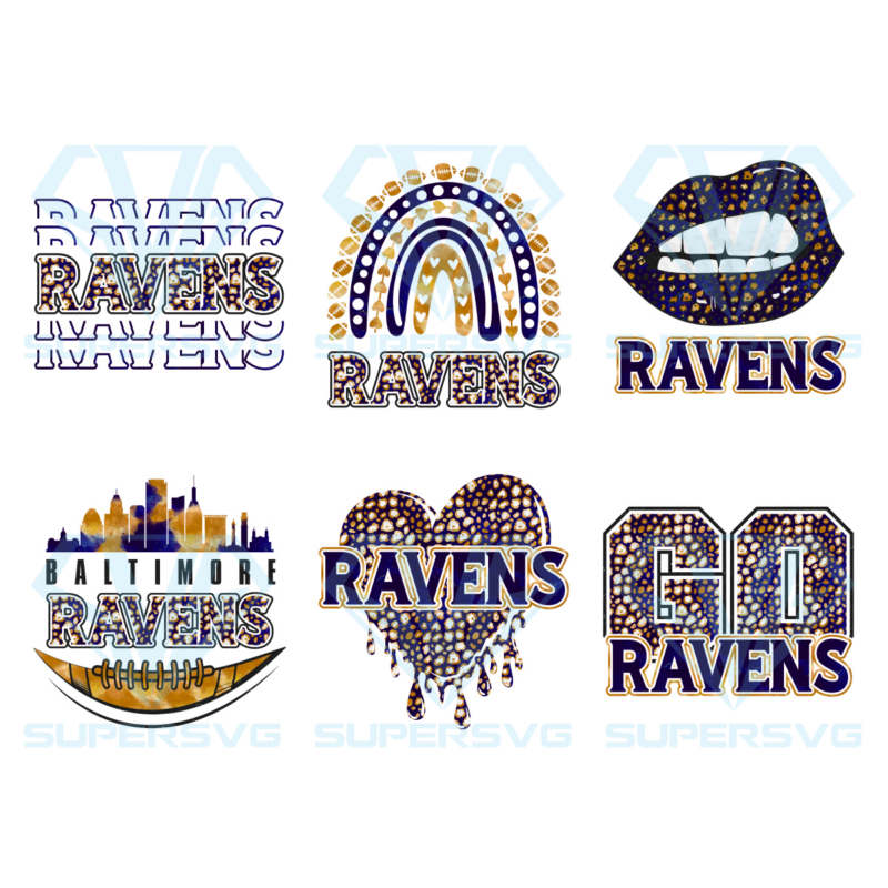 6 Files Baltimore Ravens PNG Sublimation Art Bundle