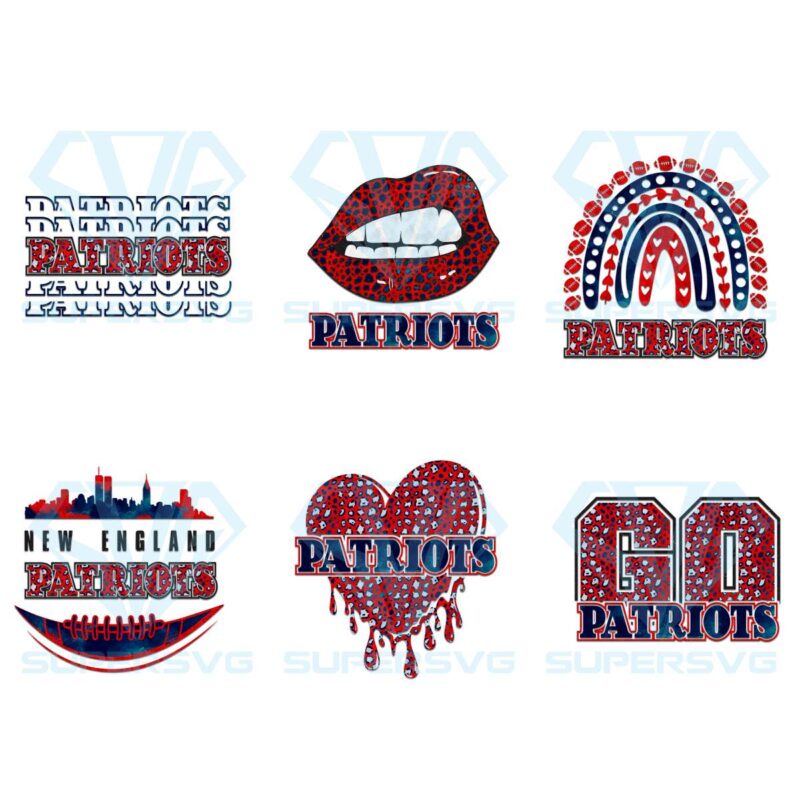 6 Files New England Patriots PNG Sublimation Art