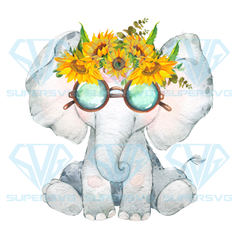 Cute elephant sunflower png cf090422010