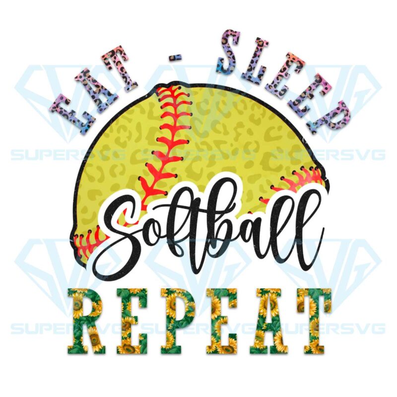 Eat sleep softball repeat png cf150422005