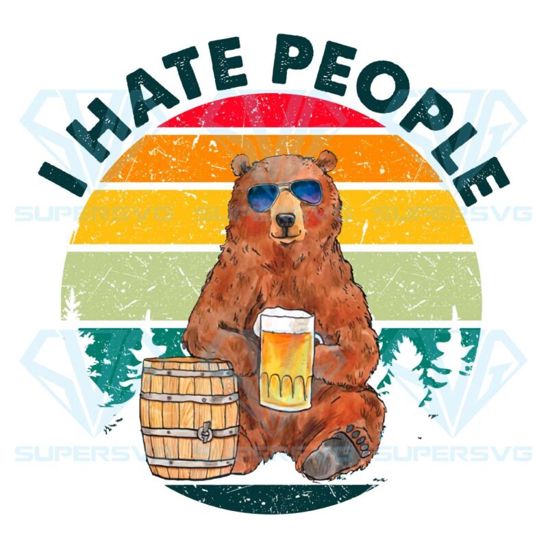 I hate people bear drinking beer png cf180422011