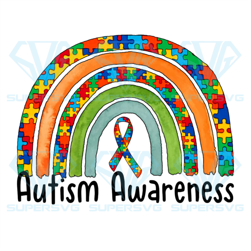 Rainbow puzzle autism awareness png cf170322005