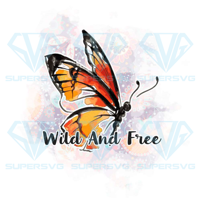 Wild and free butterfly vintage png cf040322036