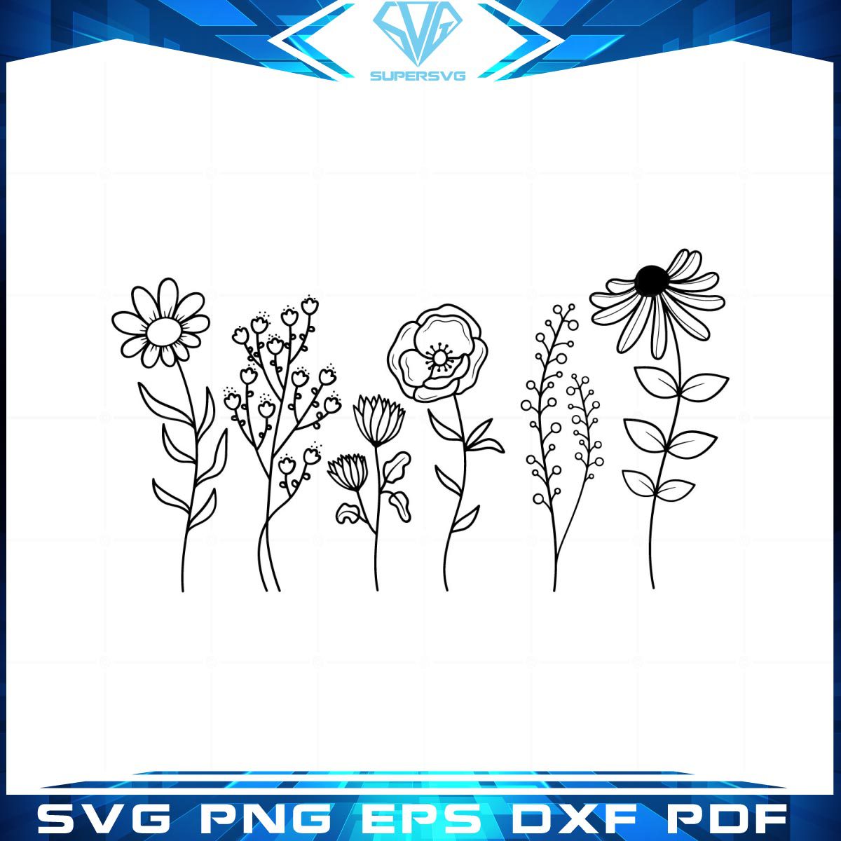 Wildflowers Sketch Svg Cricut Instant Download