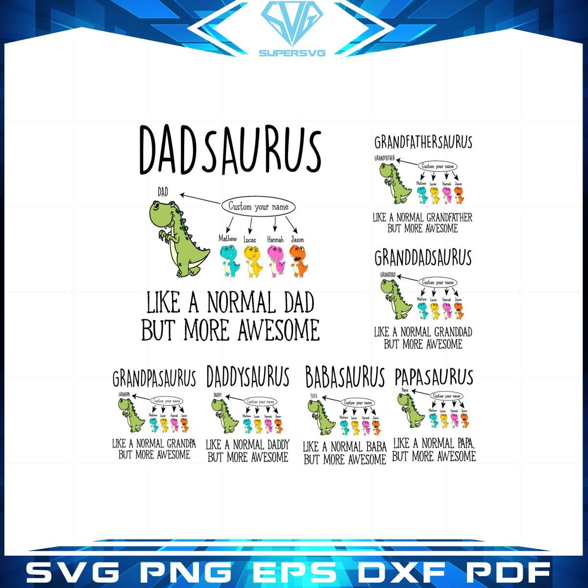 Dadsaurus Like Normal Dad Svg Father’s Day cutting files