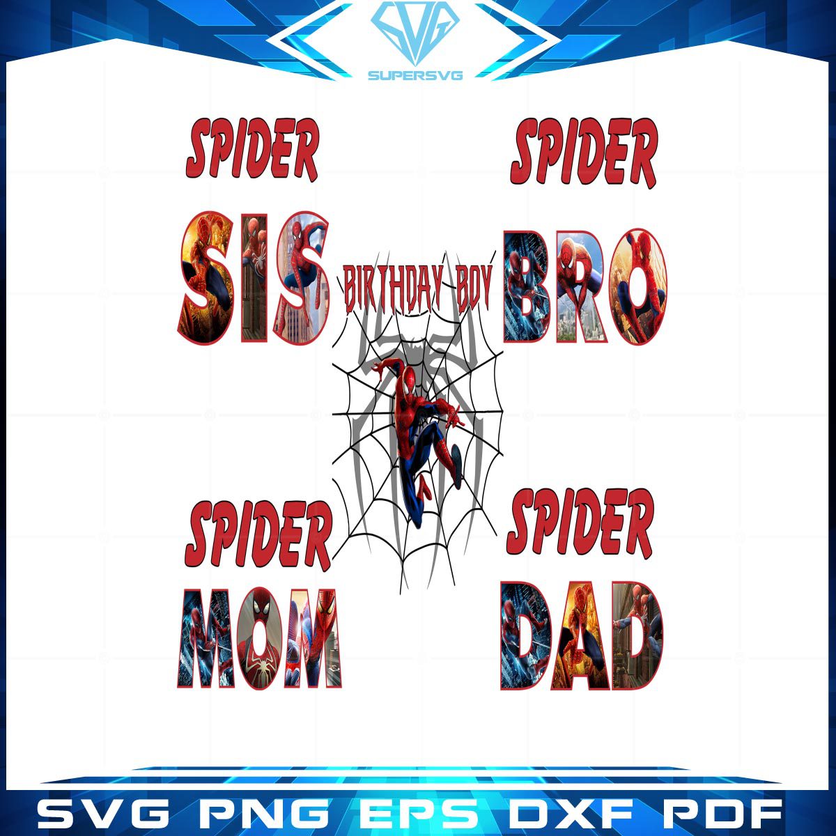 Birthday Spiderman Family PNG sublimation files