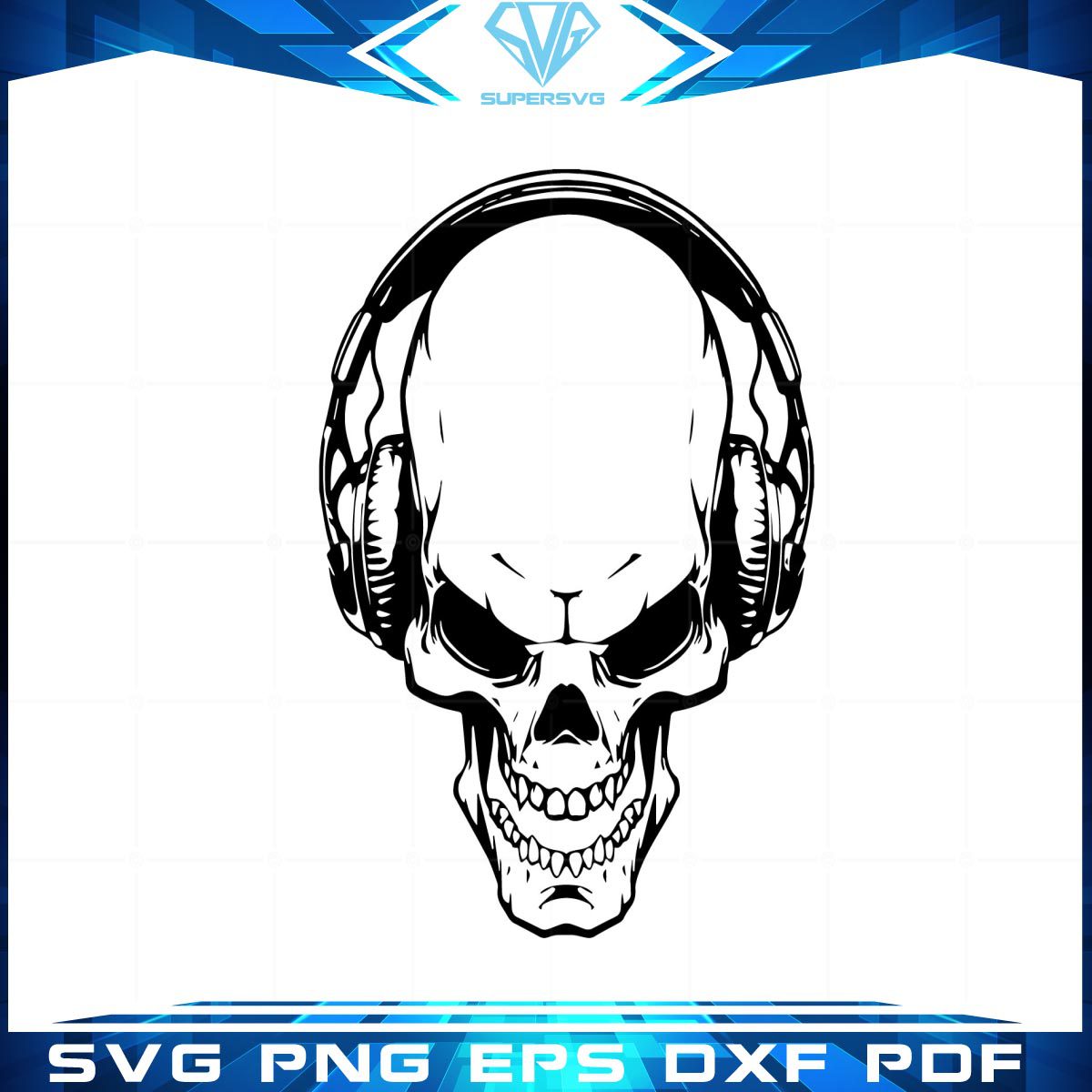 Skull Vector Wearing Headphone Design Svg Cricut