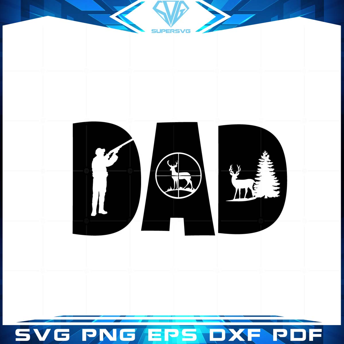 Hunting Dad USA Flag SVG Best Fathers Day Hunting Cutting Files Vector Designs
