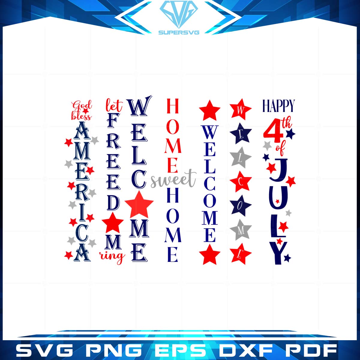July 4th Welcome Sign vector bundle SVG cutting files