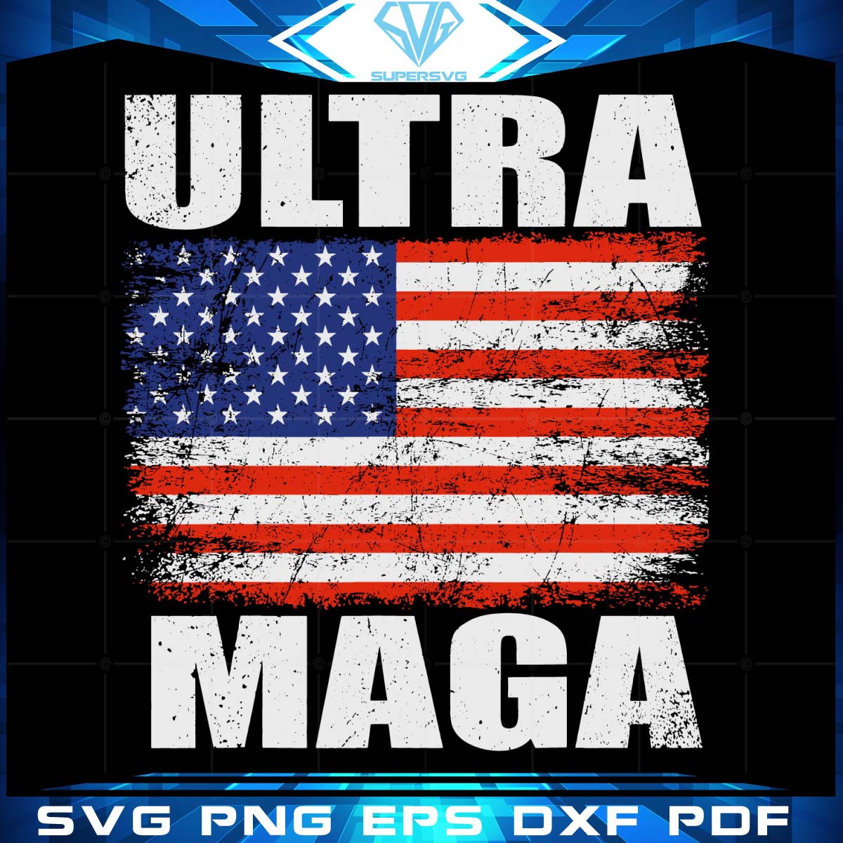 Ultra Maga American Flag Retro Svg, Independence Svg