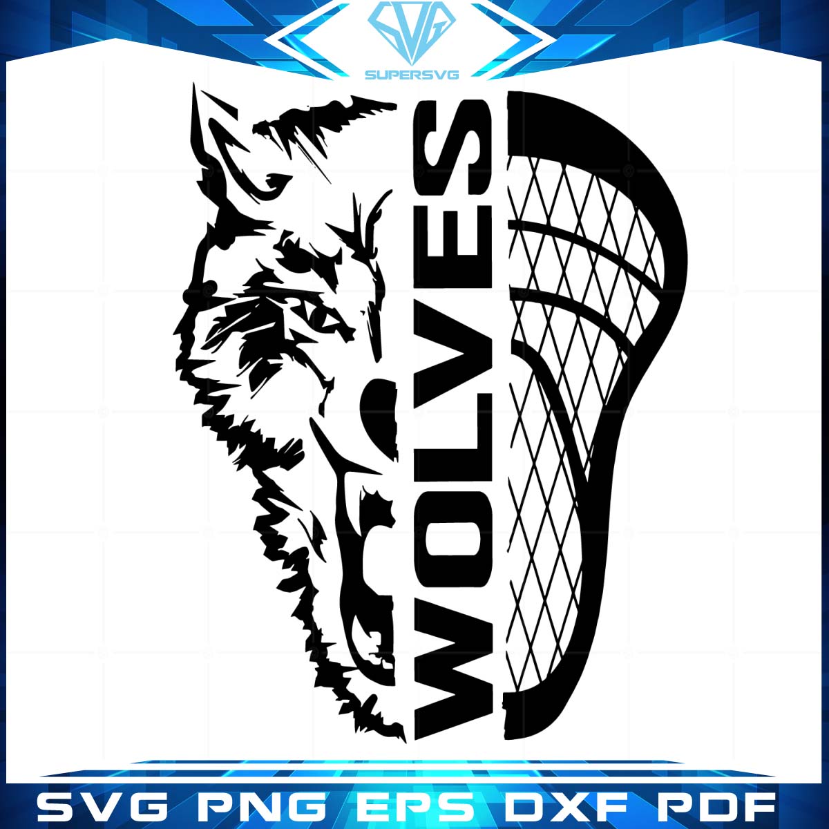 Half Wolves Half Lacrosse Svg, Sport Svg