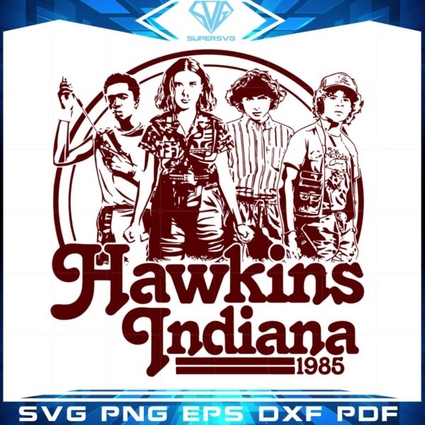 Hawkins Indiana Group Shot 1985 Svg, Stranger Things Svg