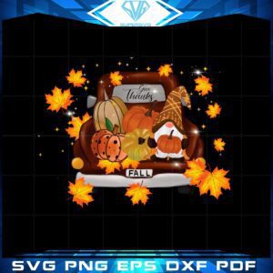 Thanksgiving Gnome Truck PNG Sublimation Designs