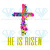 Flower Cross He Is Risen Sublimation, Easter Day Png, Flower Cross Png