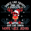 Womens Xmas Dance Like Frosty Love Like Jesus V-Neck Svg