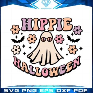 Hippie Halloween Cute Ghost Floral Best Design SVG Digital Files