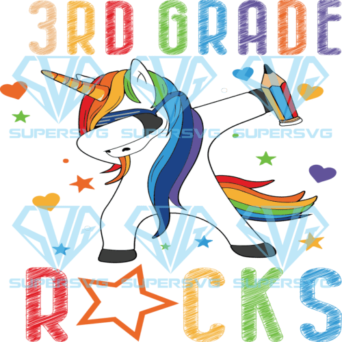 3rd grade rock svg back to school svg, unicorn svg, students svg