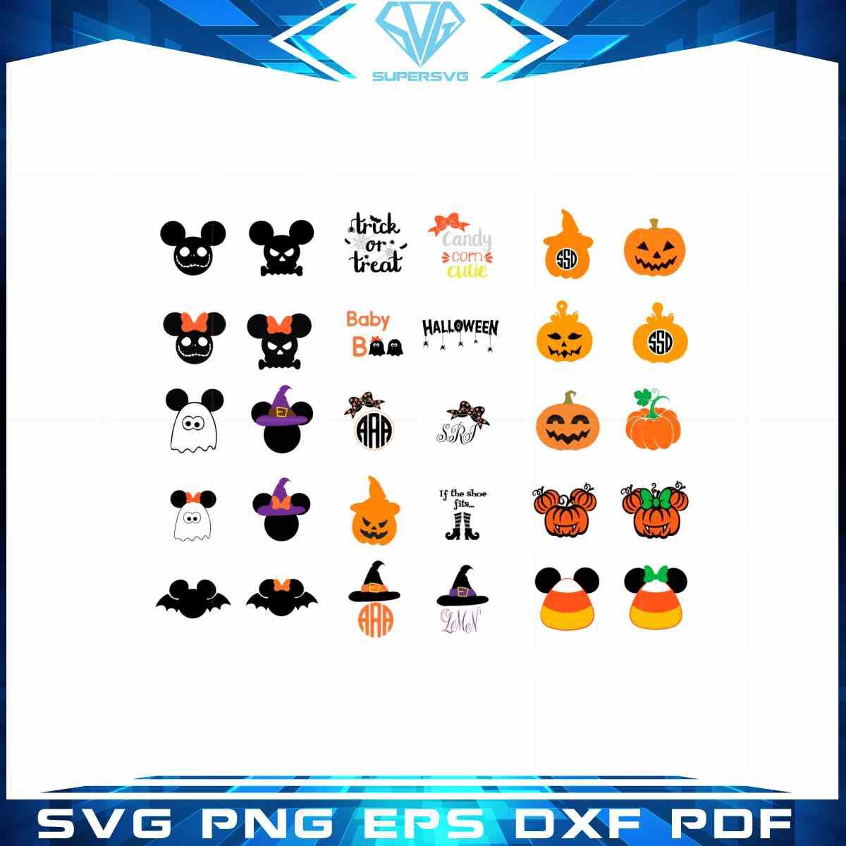 Halloween Bundle SVG Mickey Ears Pumpkin Design Files