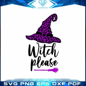 Halloween Leopard Print Witch Hat Please SVG Graphic Designs Files