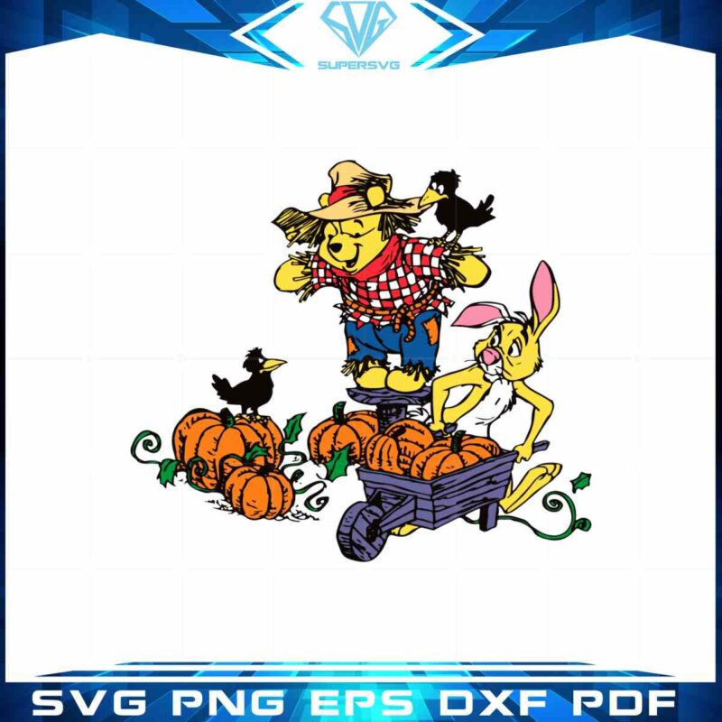 halloween-pooh-bear-and-rabbit-pumpkin-farm-svg-files-silhouette-diy-craft