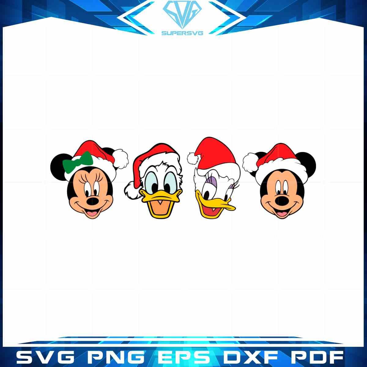 christmas-disney-character-wear-santa-hat-svg-cutting-digital-file