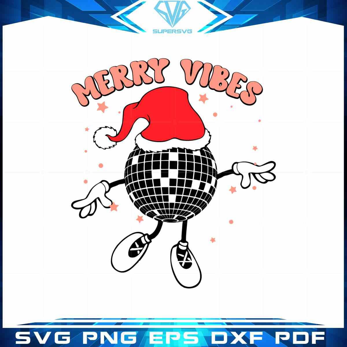 disco-ball-merry-vibes-svg-retro-christmas-svg-cutting-digital-files
