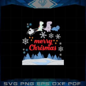 Merry Christmas Dinosaur And Christmas Tree Svg Cutting Files