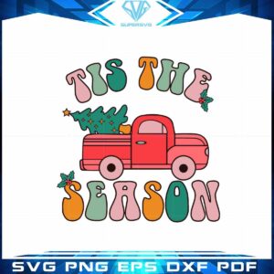 tis-the-season-xmas-truck-svg-retro-christmas-graphic-designs-files