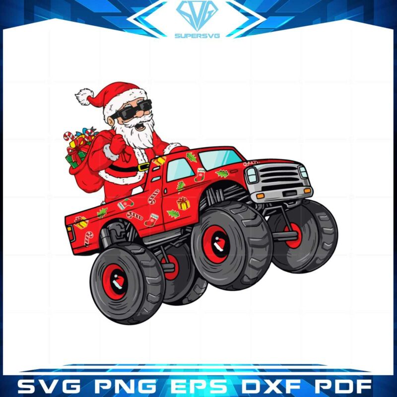 christmas-santa-claus-riding-monster-trucksvg-cutting-files