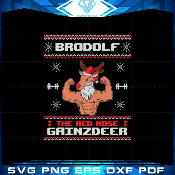 brodolf-the-red-nose-gainzdeer-gym-svg-graphic-designs-files
