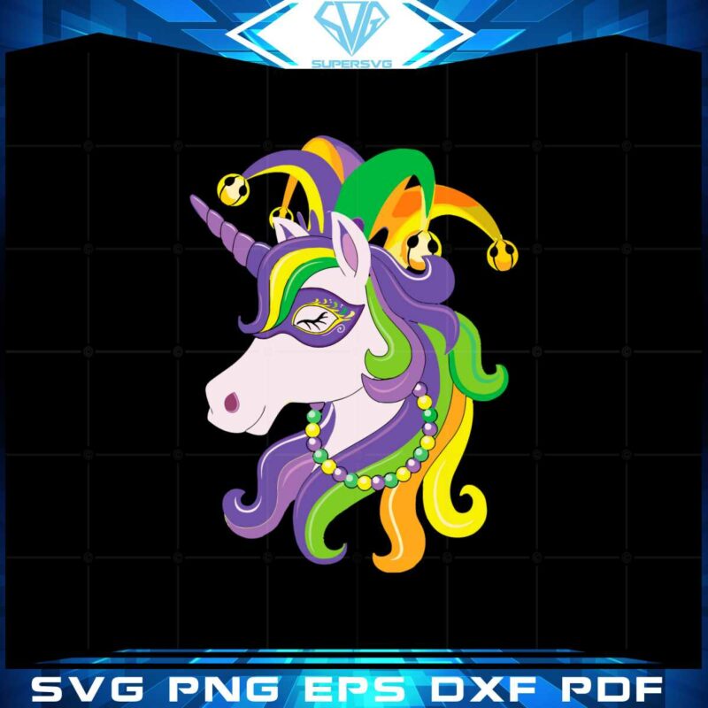 unicorn-with-jester-hat-mardi-gras-svg-graphic-designs-files