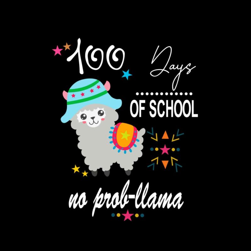 100-day-school-students-llama-no-probllama-svg-cutting-files