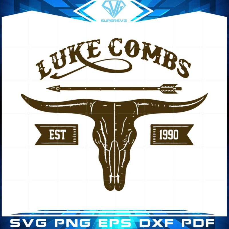 bull-skull-luke-combs-est-1990-luke-combs-tour-2023-svg