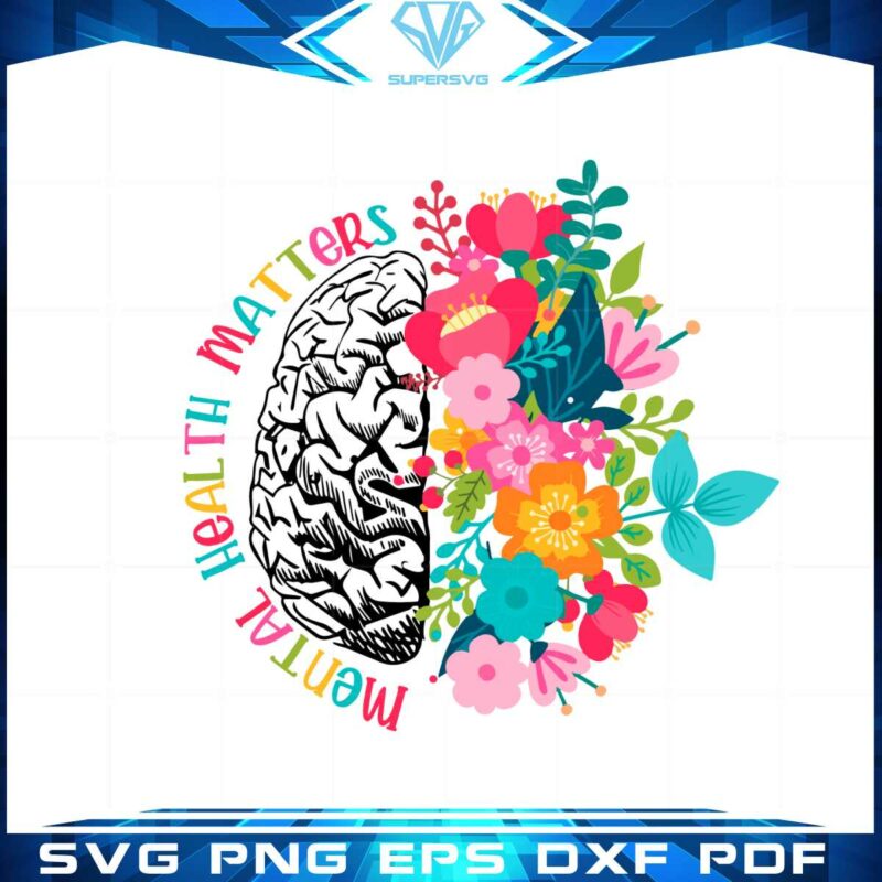 mental-health-matters-floral-brain-svg-graphic-designs-files