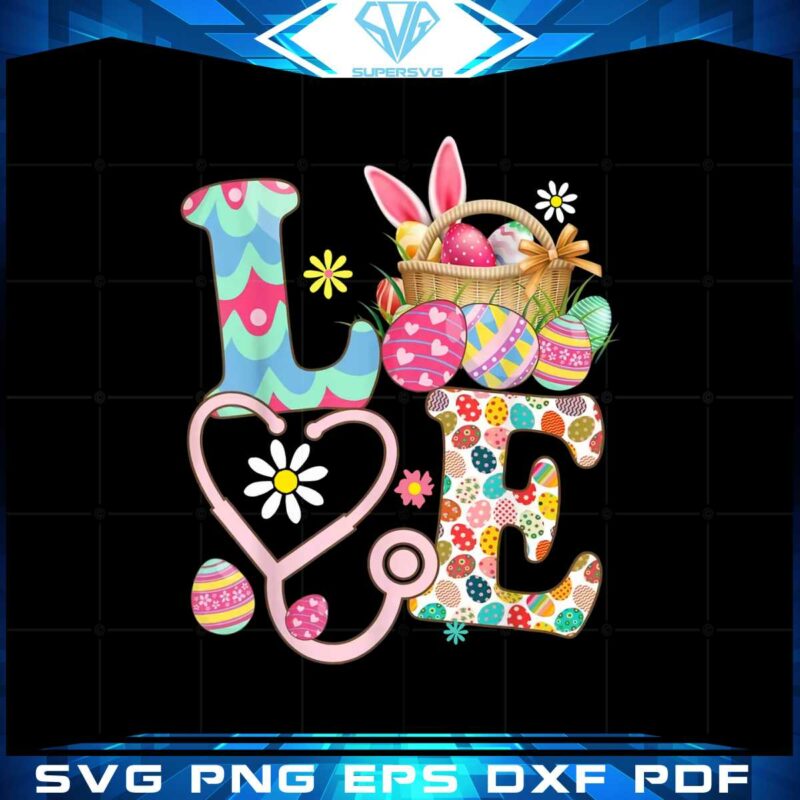 love-stethoscope-scrub-life-nurse-bunny-easter-day-png