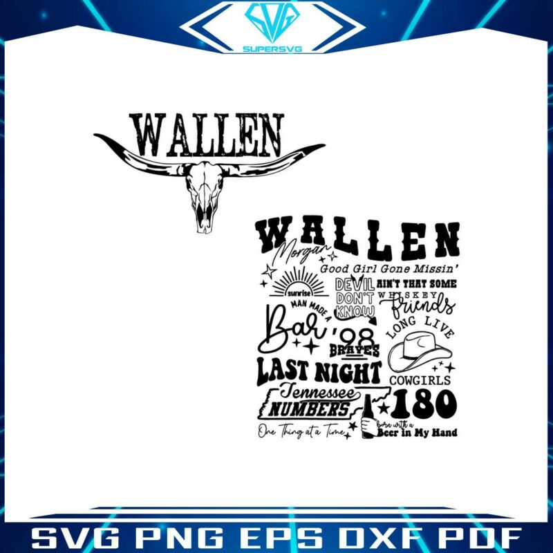 retro-wallen-full-tracks-list-western-country-music-bull-skull-svg